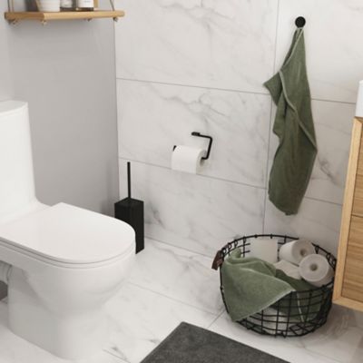 Porte-rouleau WC Avec Brosse Et étagère – Acier Inoxydable Noir – Pour Salle De Bain - 3