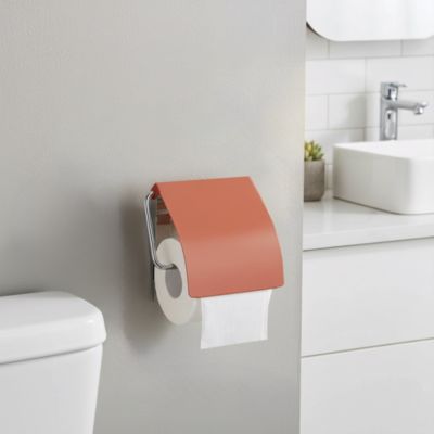 Dérouleur papier toilette terracotta en acier l.13,5 x H.12 x P.1,5 cm, GoodHome Koros