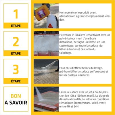 Désactivant de surface aspect gravillons lavés pour sols extérieurs Sika SikaCem Désactivant 4-6 5L