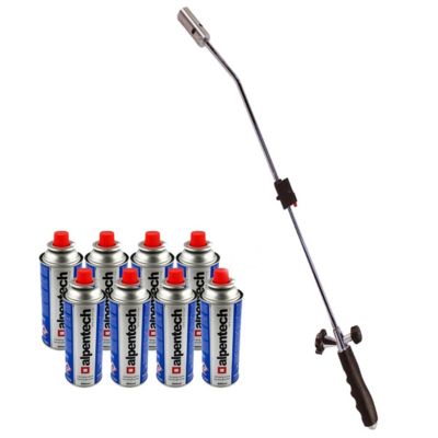 Desherbeur thermique piezo Chalumeau gaz + 8 Recharges Desherbant thermique Brule herbes