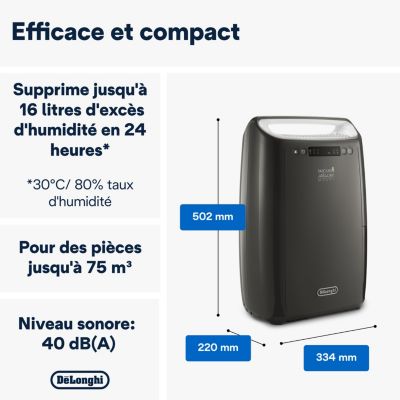 Déshumidificateur Delonghi DEXD 216F 16L/J 30m²