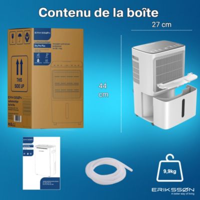 Deshumidificateur - Dry Pro Plus - Blanc - Déshumidifie jusqu'à 16 litres par jour