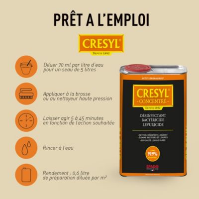Désinfectant bactéricide fongicide 1L, Cresyl Spado
