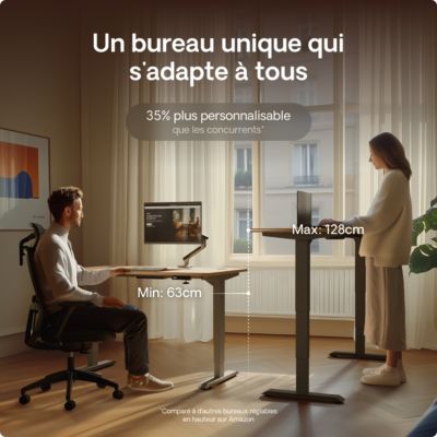Desktronic Bureau assis debout HomePro 200x80cm - Électrique Réglable en Hauteur - Chargeur USB/USB-C - Gris/Chêne