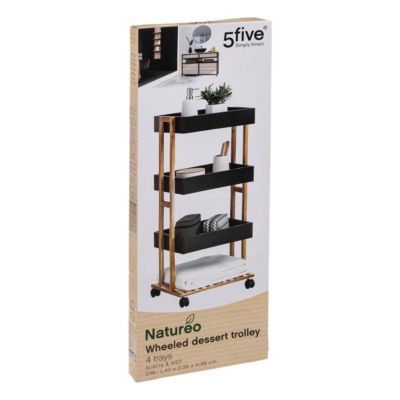 Desserte 4 niveaux à roulettes "Naturéo" acacia noir - 5 five simply smart
