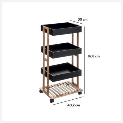 Desserte 4 niveaux à roulettes "Naturéo" acacia noir - 5 five simply smart