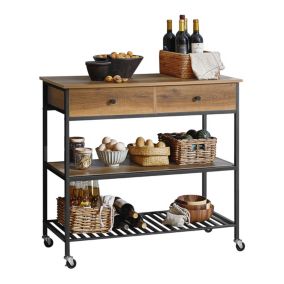Desserte Cuisine Roulettes,Chariot Style Industriel,2 Tiroirs,2 Etagères,FKW112-PF SoBuy