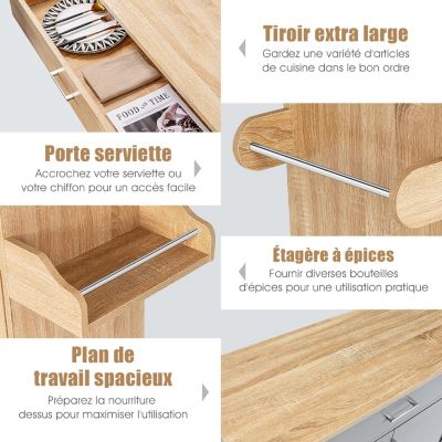 Desserte de Cuisine à roulettes avec 2 étagere 1 tiroir Chariot de Rangemant avec Porte Serviettes