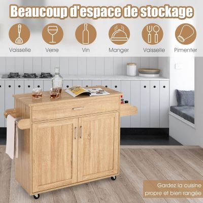 Desserte de Cuisine à roulettes avec 2 étagere 1 tiroir Chariot de Rangemant avec Porte Serviettes
