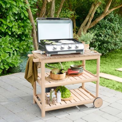 Desserte de jardin en bois d'acacia GoodHome Riveo L.113cm P.64,5cm