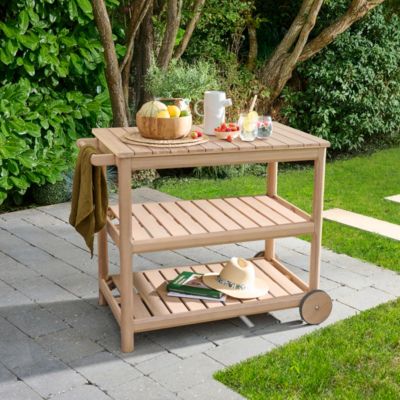 Desserte de jardin en bois d'acacia GoodHome Riveo L.113cm P.64,5cm