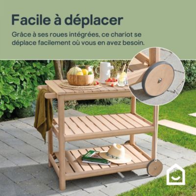 Desserte de jardin en bois d'acacia GoodHome Riveo L.113cm P.64,5cm