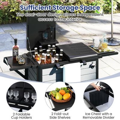 Desserte Glacière Bar Roulante,avec 2 Plan Étendu Grande Capacité 91 L, Étagères de Rangement, Ouvre-Bouteille,83 x 50 x 85 CM
