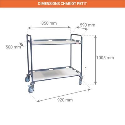 Desserte pour cantine - 2 plateaux 850x500 mm - 880008989/RAL7024