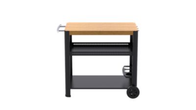 Desserte pour plancha Brasero acier et effet bois 96,8 x 60 x 80,4 cm