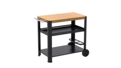 Desserte pour plancha Brasero acier et effet bois 96,8 x 60 x 80,4 cm