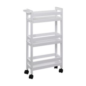 Desserte roulante 3 niveaux Blanc Coton H 75 cm idéale pour les petits espaces