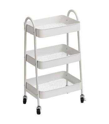 Desserte roulante 3 niveaux en Métal Blanc H 79 cm