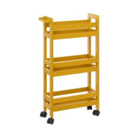 Desserte roulante 3 niveaux Jaune Moutarde H 75 cm idéale pour les petits espaces