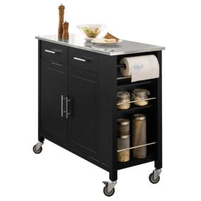 Desserte Roulante Chariot avec Étagère Latérale et Tiroirs Plateau,Noir,FKW108-SCH,SoBuy