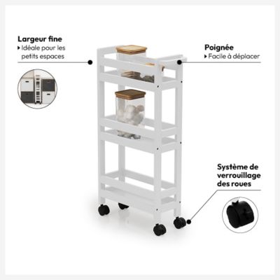 Desserte à roulettes 3 niveaux "Colorama" blanc coton - 5 five simply smart