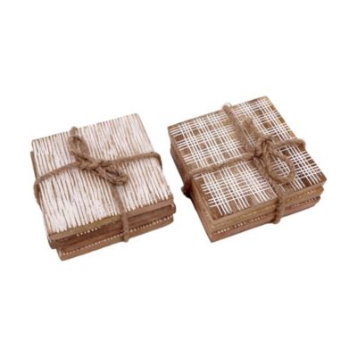 Dessous de verre carré effet bois, 10 cm vendu par 4 pièces