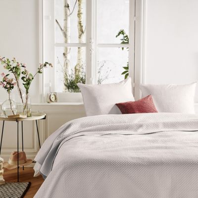Dessus de lit 2 taies "Dolce" blanc ivoire 260x240cm - Atmosphera Créateur d'intérieur
