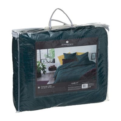 Dessus de lit avec 2 taies d'oreillers Bleu, L. 260 x l. 240 x H. 0.5 cm, JUNGLE