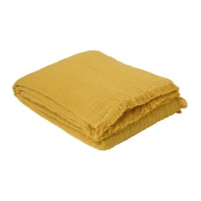 Dessus de lit gaze de coton (270x250 cm - Jaune Ocre)