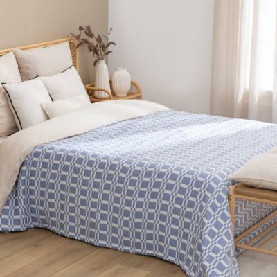 Dessus de lit Nuvia bleu indigo 260x240cm - Atmosphera Créateur d'intérieur