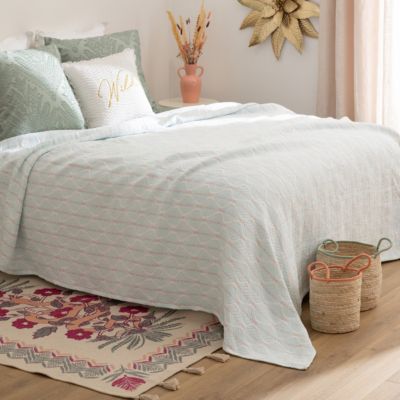 Dessus De Lit Atmosphera Daisy 240x260cm Couleur Beige - Coton Brodé Style Scandi - 3
