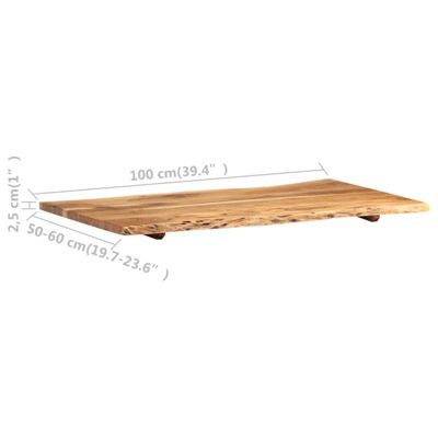 Dessus de table Bois d acacia massif 100x(50 60)x2,5 cm