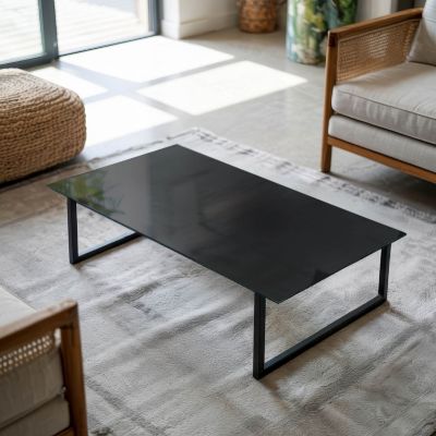 Dessus de table en verre trempé Wallfluent 100x50 cm Couleur noire lisse