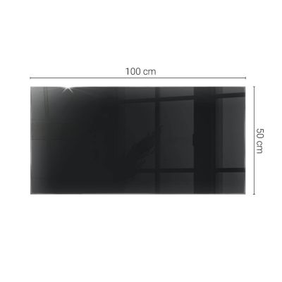 Dessus de table en verre trempé Wallfluent 100x50 cm Couleur noire lisse