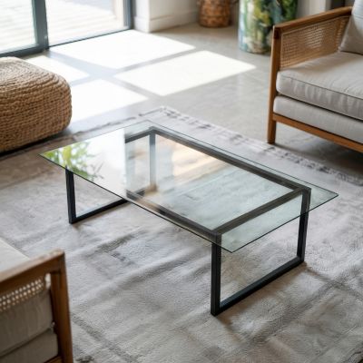 Dessus de table en verre trempé Wallfluent 100x50 cm Transparent