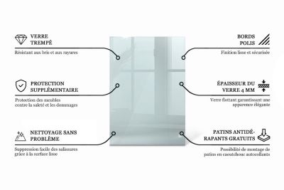 Dessus de table en verre trempé Wallfluent 100x70 cm Transparent