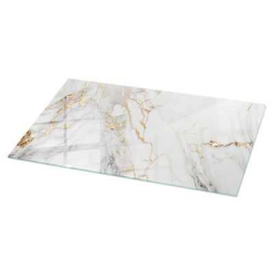 Dessus de table en verre trempé Wallfluent 120x60 cm Marbre élégant avec veines