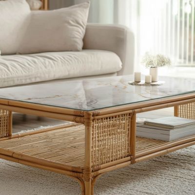 Dessus de table en verre trempé Wallfluent 120x60 cm Marbre élégant avec veines