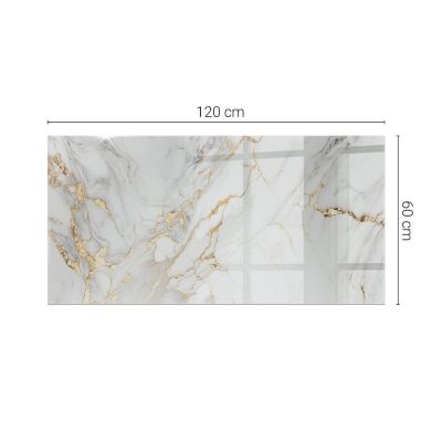 Dessus de table en verre trempé Wallfluent 120x60 cm Marbre élégant avec veines