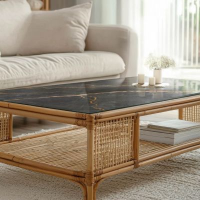 Dessus de table en verre trempé Wallfluent 120x60 cm Motif marbré avec veines