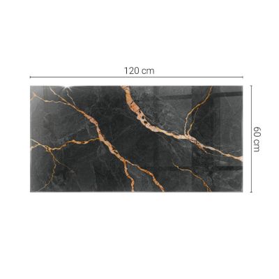 Dessus de table en verre trempé Wallfluent 120x60 cm Motif marbré avec veines