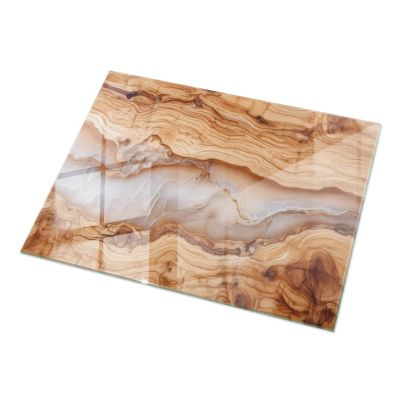 Dessus de table en verre trempé Wallfluent 120x80 cm Bois naturel avec résine