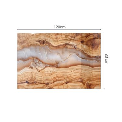 Dessus de table en verre trempé Wallfluent 120x80 cm Bois naturel avec résine