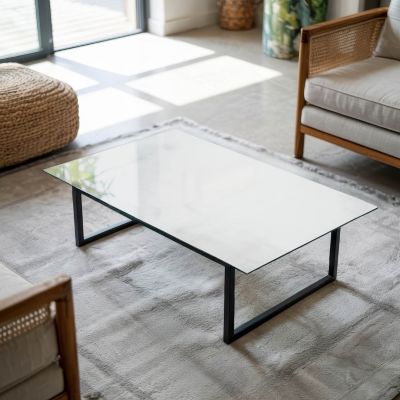 Dessus de table en verre trempé Wallfluent 120x80 cm Couleur blanche lisse
