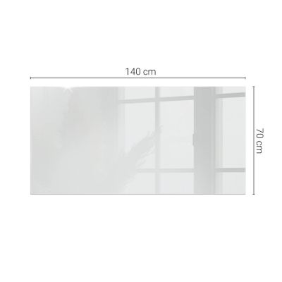 Dessus de table en verre trempé Wallfluent 140x70 cm Couleur blanche lisse