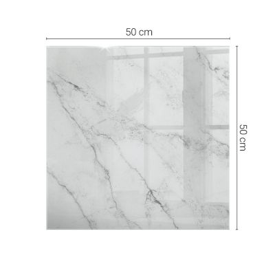 Dessus de table en verre trempé Wallfluent 50x50 cm Motif de surface en marbre