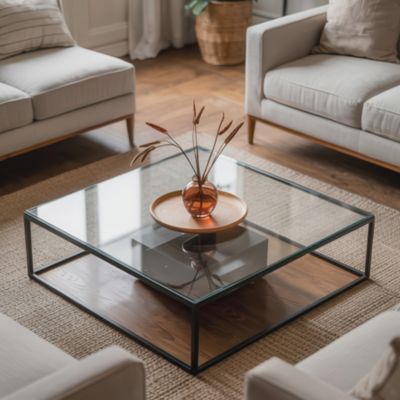 Dessus de table en verre trempé Wallfluent 50x50 cm Transparent