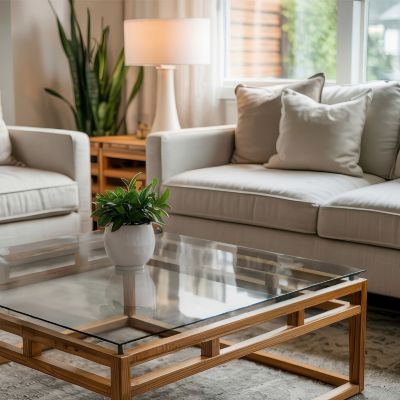 Dessus de table en verre trempé Wallfluent 50x50 cm Transparent