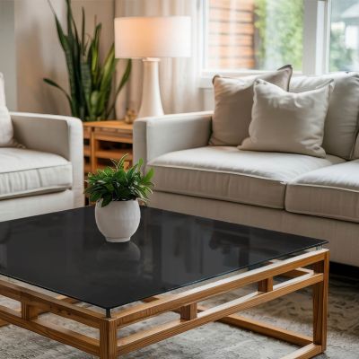 Dessus de table en verre trempé Wallfluent 60x60 cm Couleur noire lisse