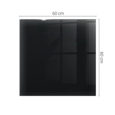 Dessus de table en verre trempé Wallfluent 60x60 cm Couleur noire lisse